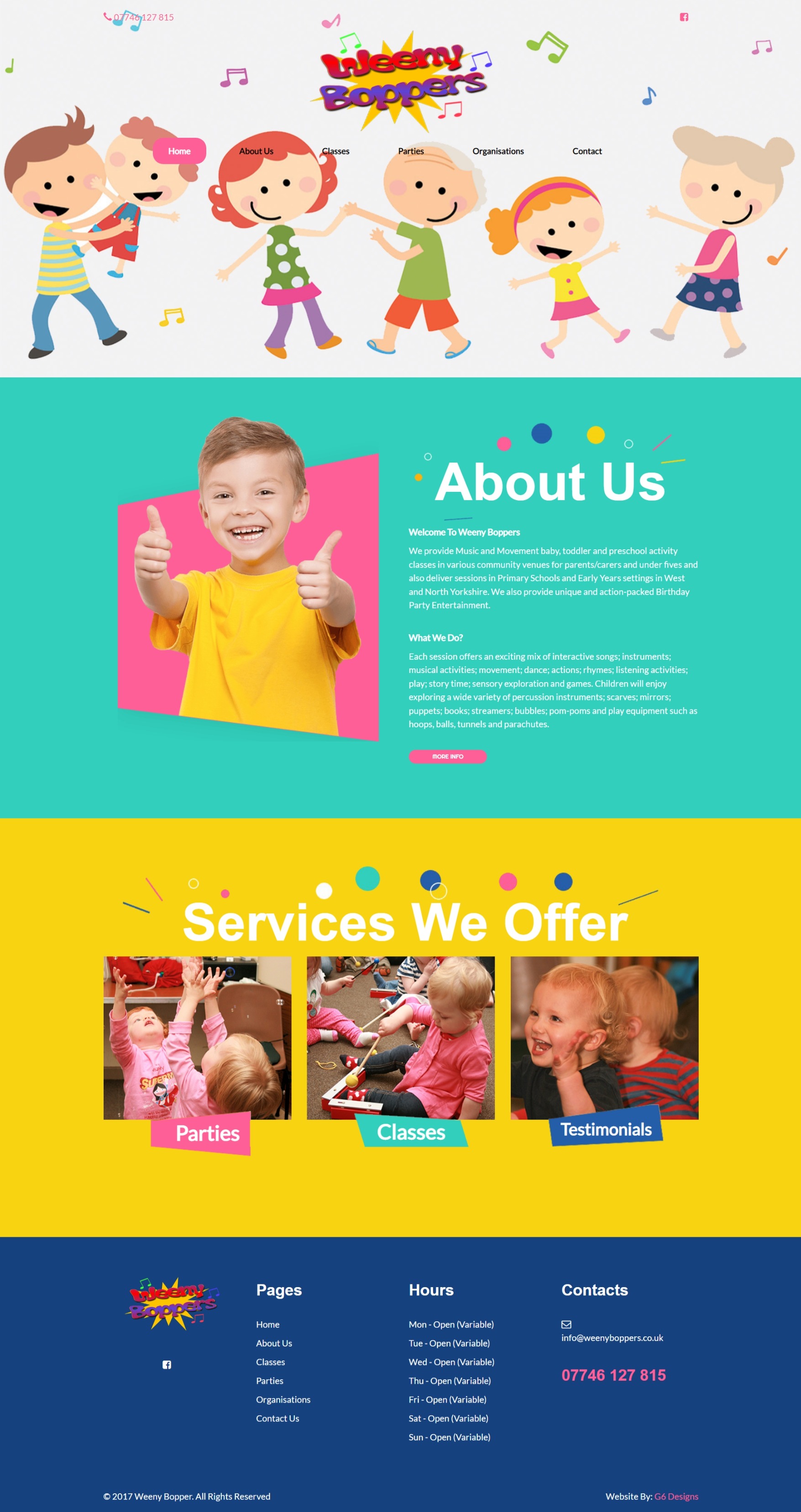 A Website For Kids Classes & Parties