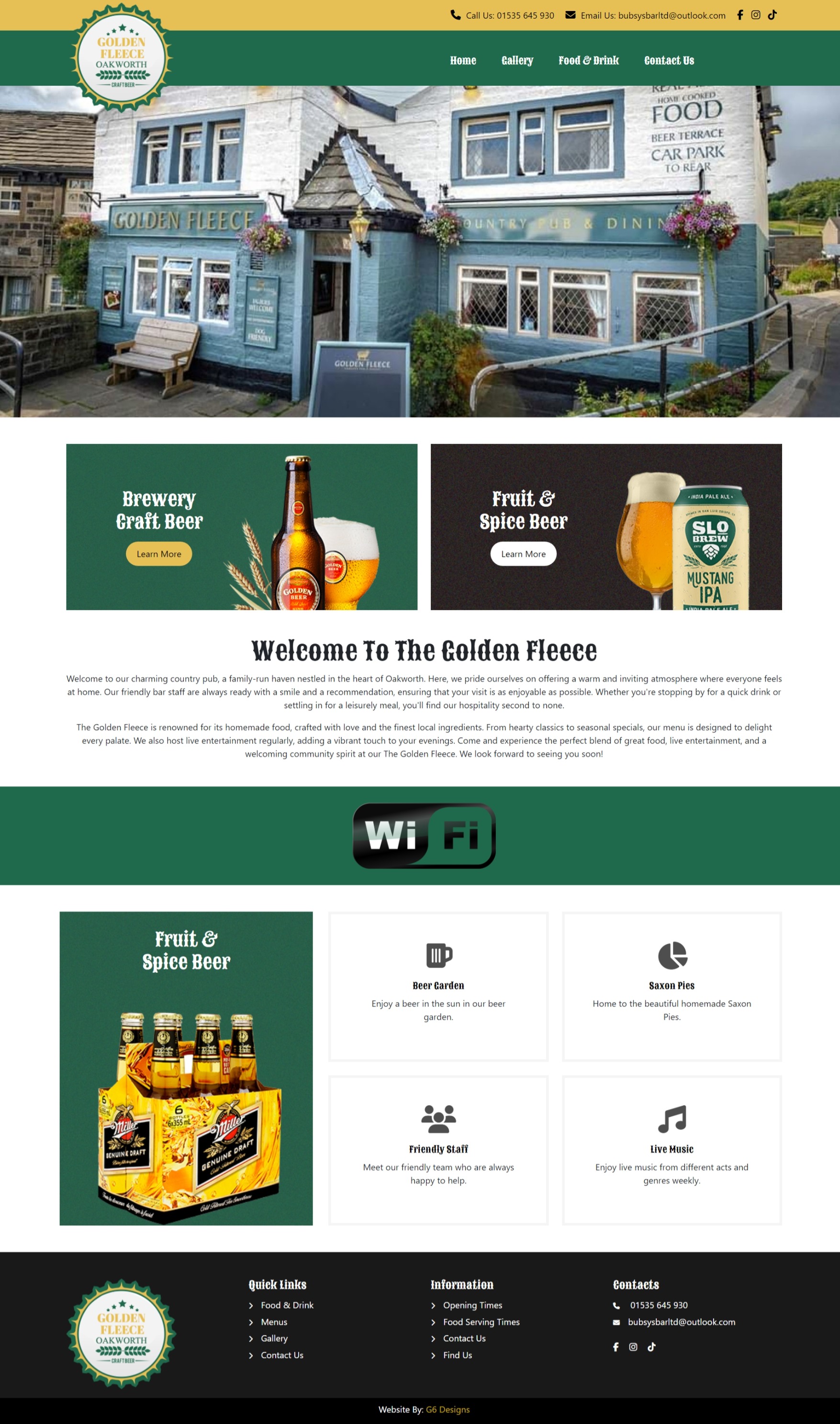 A Local Pub Website - Golden Fleece Oakworth