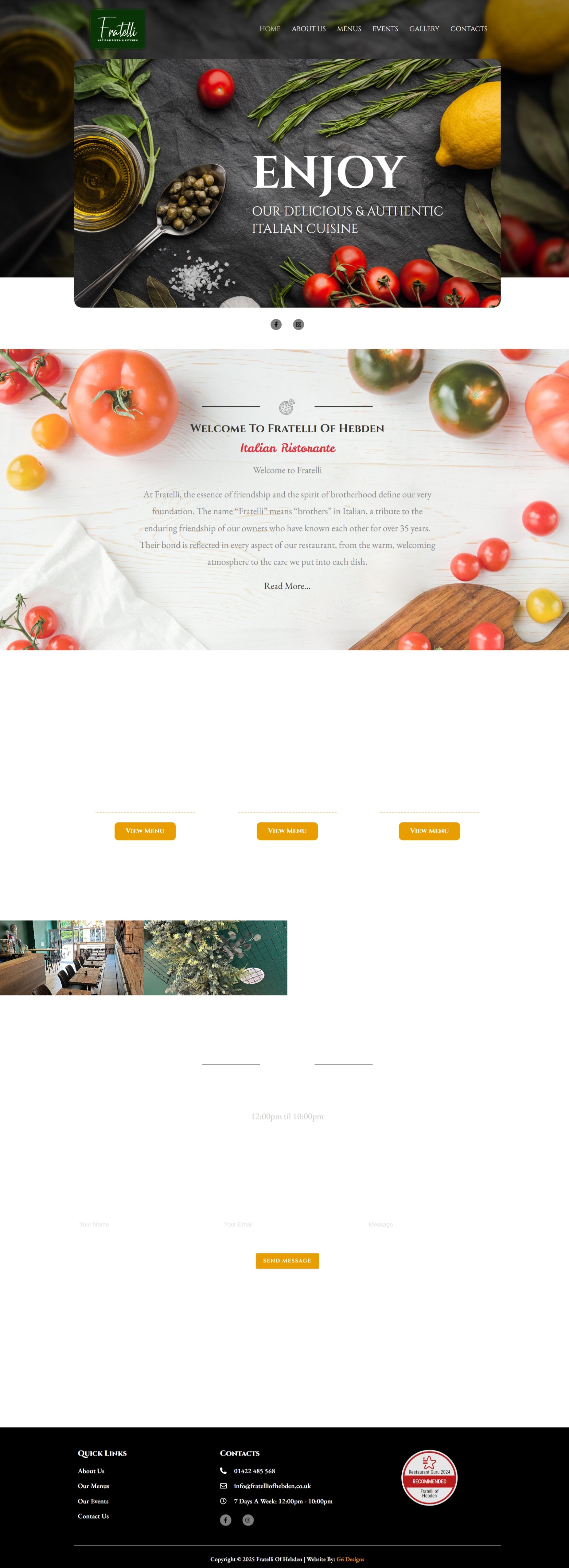 A Website For An Italian Restaurant - Fratelli Of Hebden