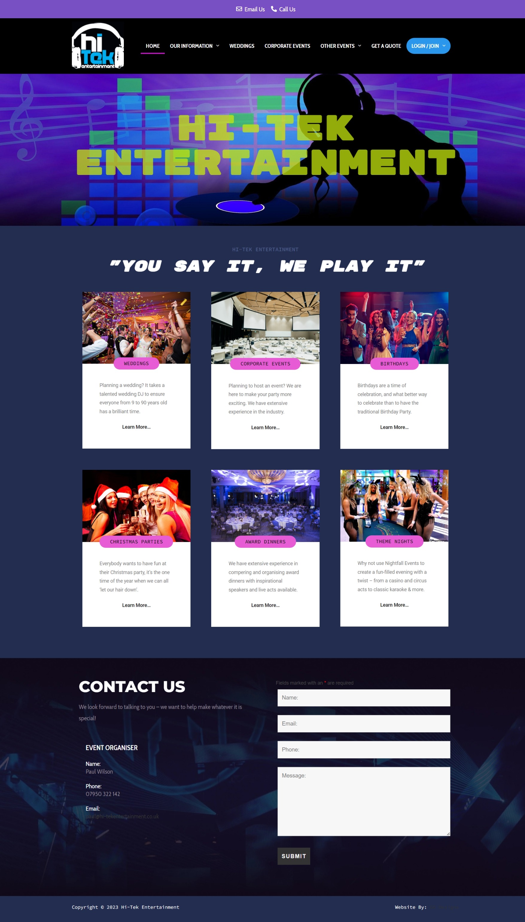 A DJ & Entertainment Website - Hi-Tek Entertainment