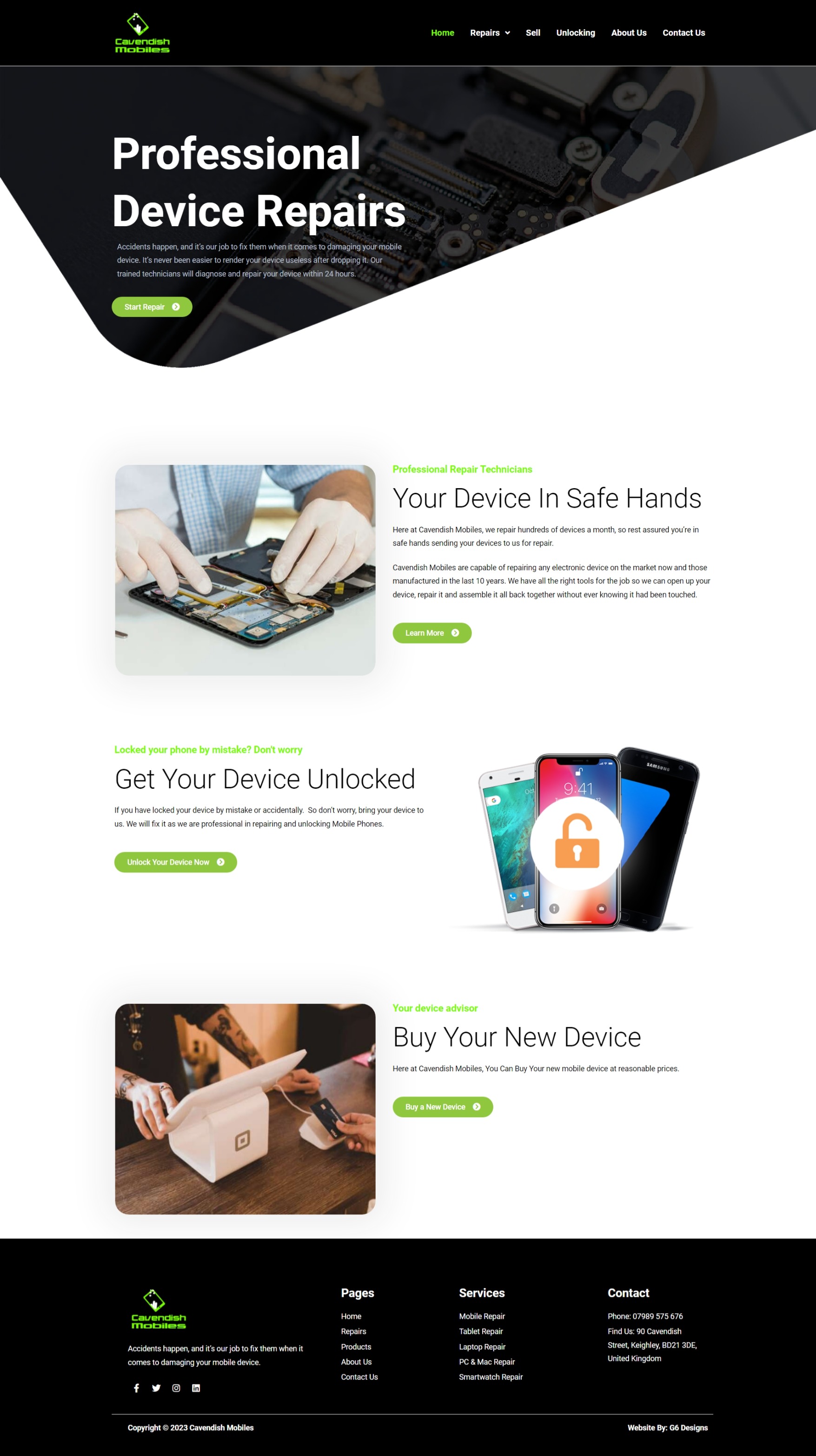 A Phone Repair Shop Website - Cavendish Mobiles