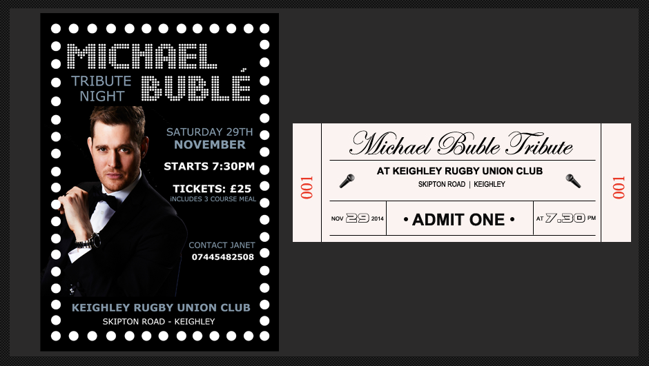 Poster & Tickets Designed For A Michael Buble Tribute